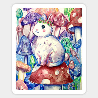 Mushroom Forest Bunny Sticker